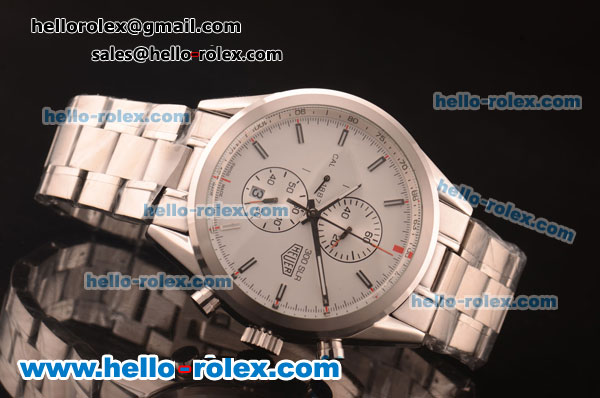 Tag Heuer SLR/Mercedes-Benz Chronograph Quartz Full Steel with White Dial - Click Image to Close